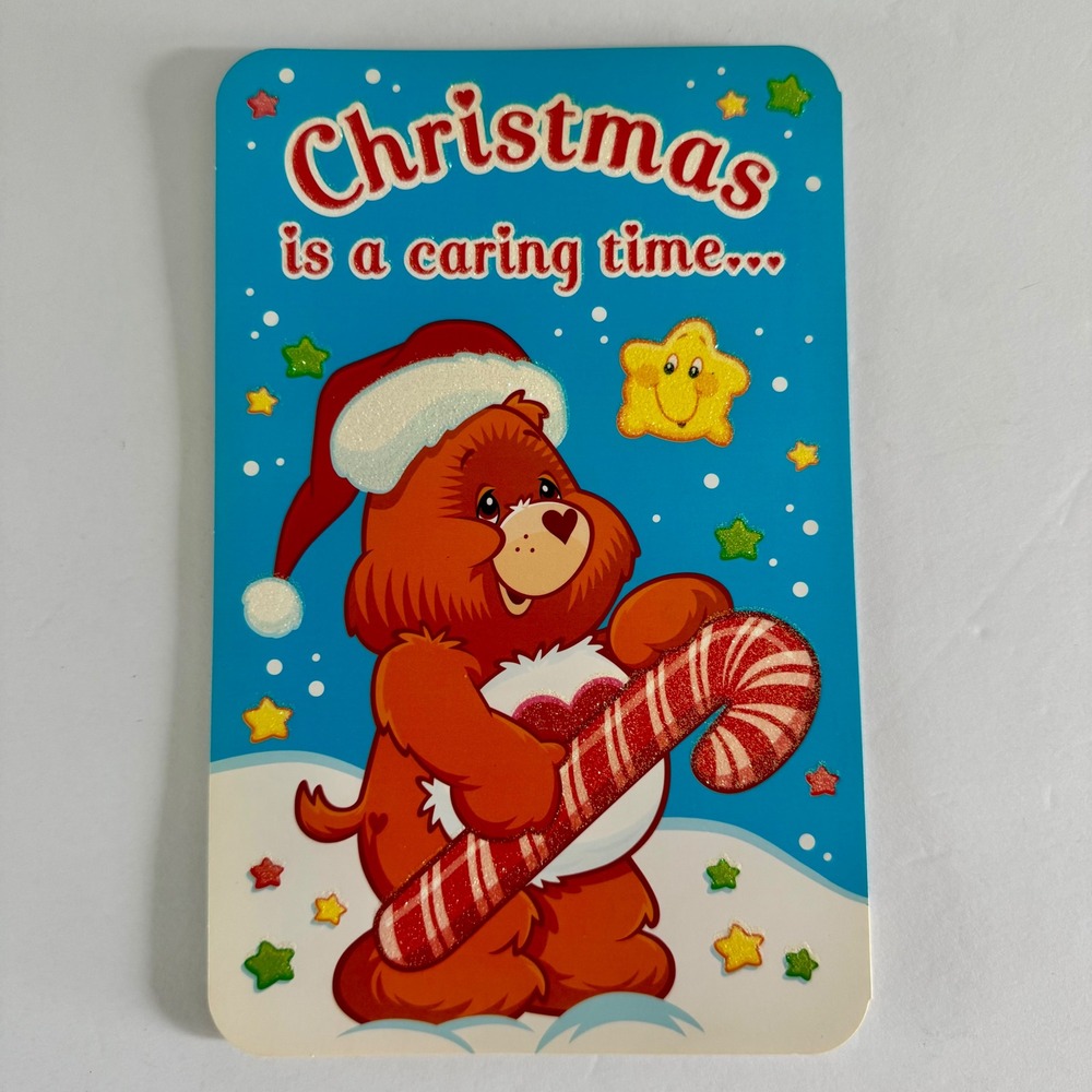 Vintage 2002 Care Bears Christmas Card Tenderheart Bear American Greetings 8"x5"